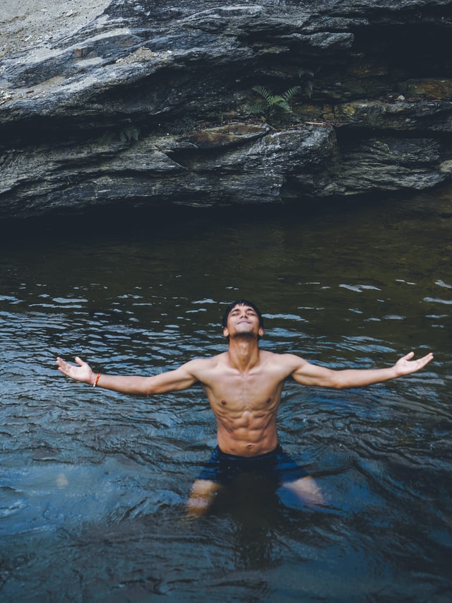 bath in river