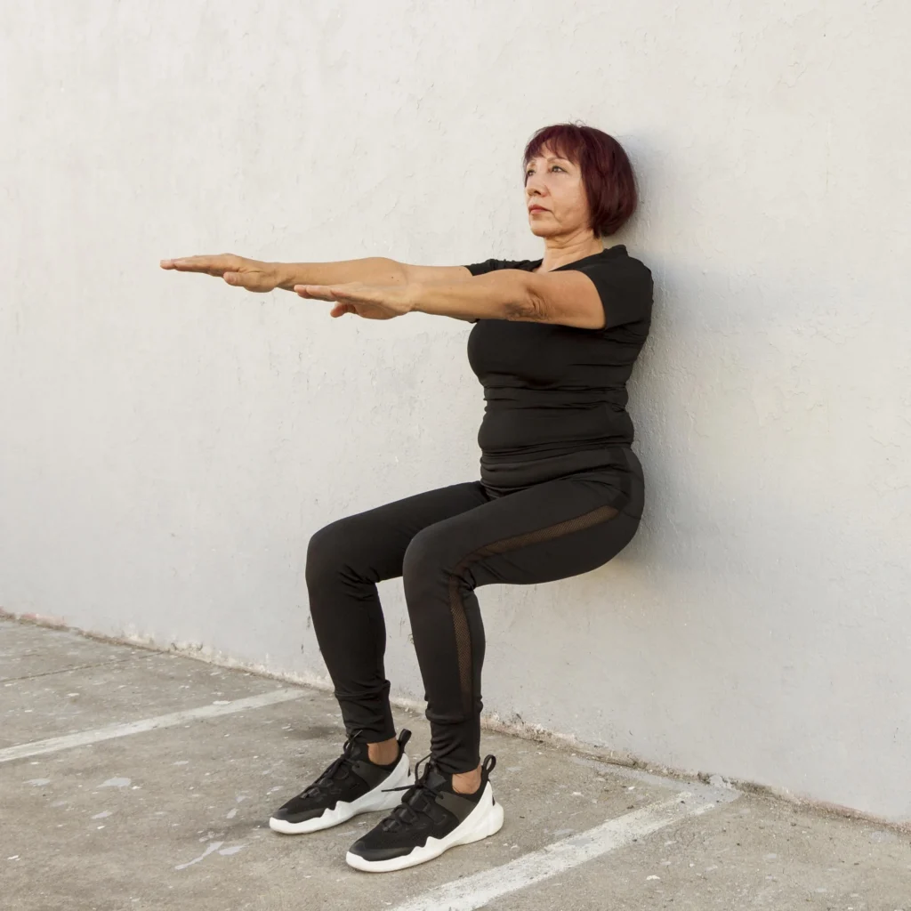 Wall sits or wall slides-
wall slides for knee joint strength