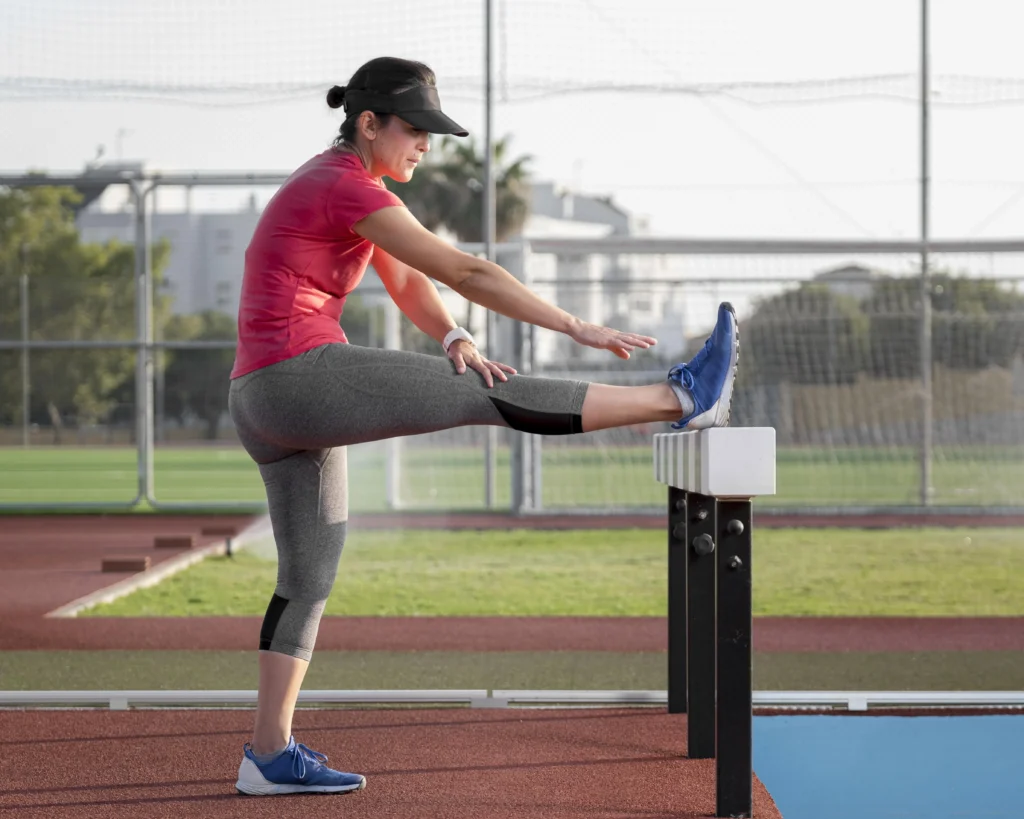 Standing Hamstring Stretch- thigh stretching exercises for knee pain